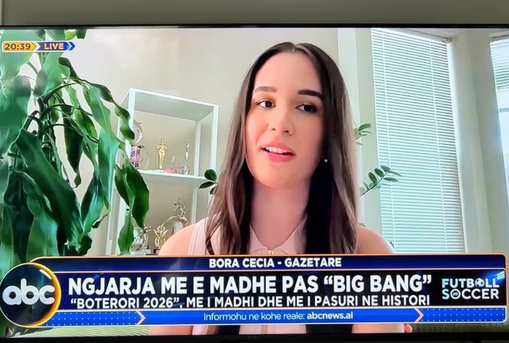Loyola Chicago alumna Bora Cecia reporting live on ABC Albania